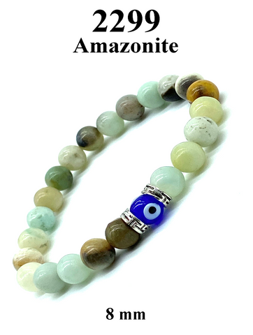 Amazonite Beads  Lucky Eye glass evil eye bead #2299