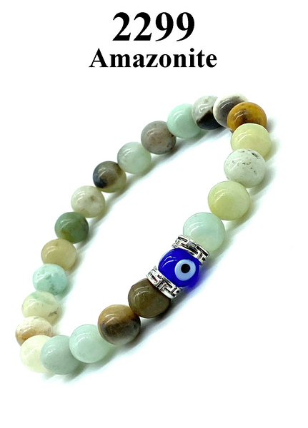 Amazonite Beads  Lucky Eye glass evil eye bead #2299