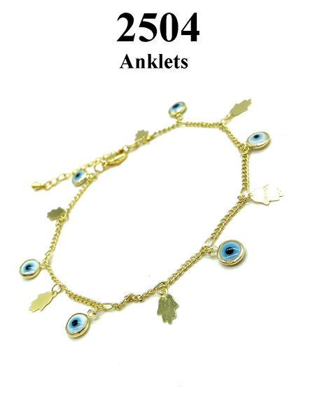 LuckyEye Gold Plated Hamsa Anklet#2504