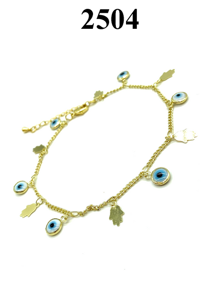 LuckyEye Gold Plated Hamsa Anklet#2504