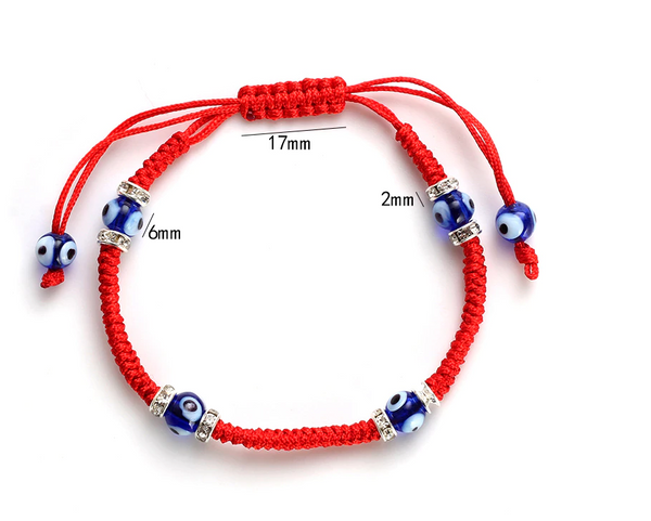6mm Small  Evil Eye Macrame Bracelet#2708