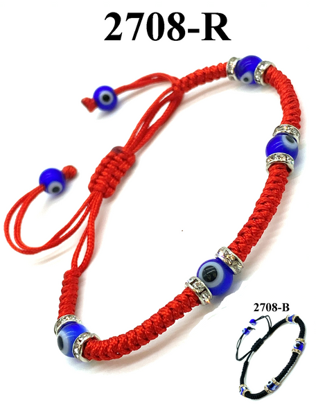 6mm Small  Evil Eye Macrame Bracelet#2708