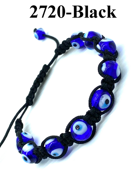 Blue Glass Evil Eye Rope Bracelet #2720