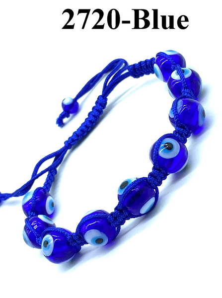 Blue Glass Evil Eye Rope Bracelet #2720