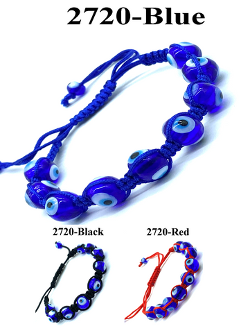 Blue Glass Evil Eye Rope Bracelet #2720