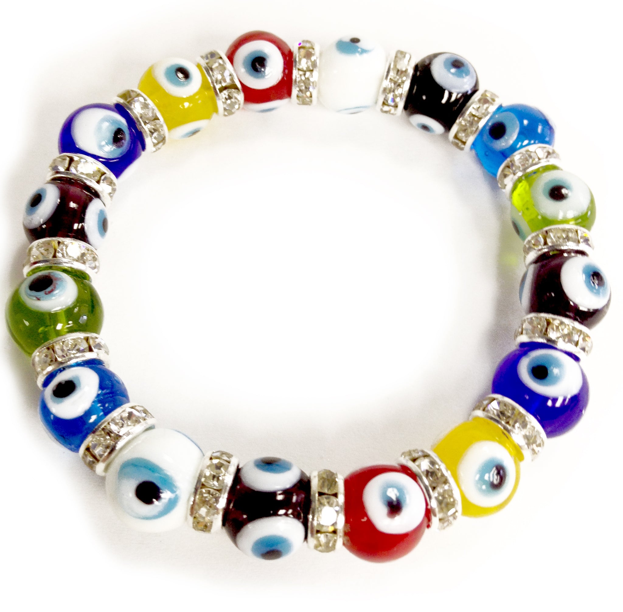 10mm Glass Evil Eye bracelet #2722-2725
