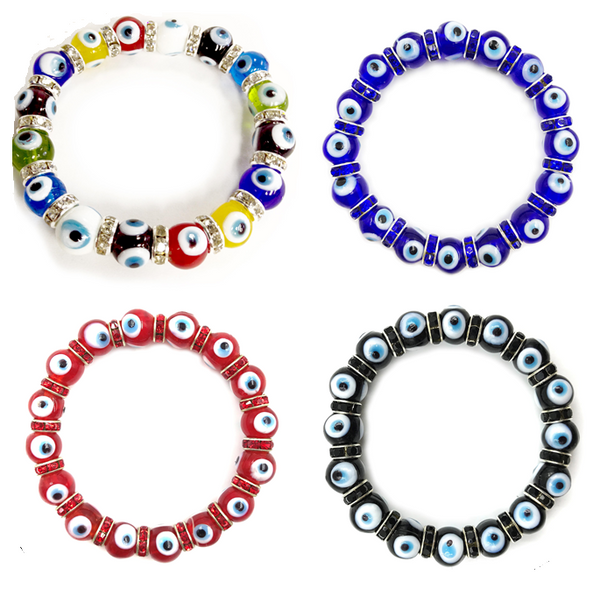 10mm Glass Evil Eye bracelet #2722-2725