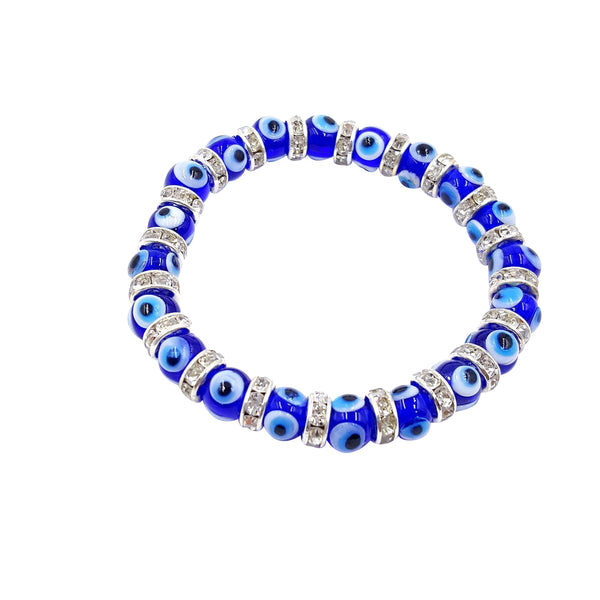 8mm Blue Glass Evil Eye bracelet #2726