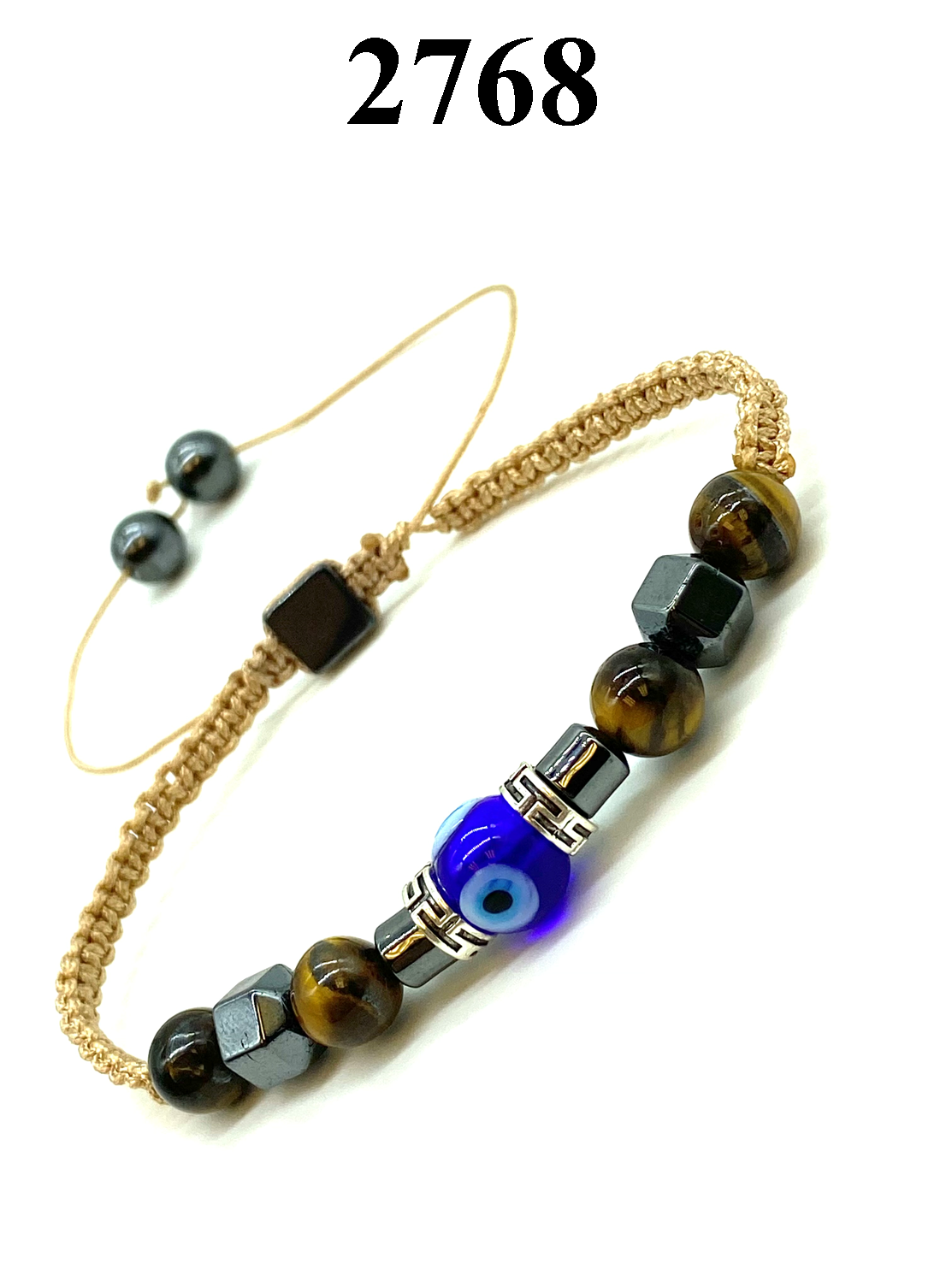Evil Eye Tiger Eye Adjustable  Bracelet #2768