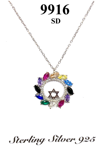 925 Evil Eye Sterling Silver Star Of DavidNecklace #9916-DS
