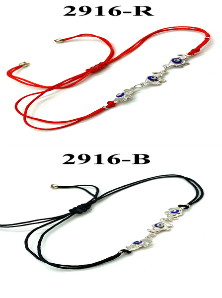 Evil Eye String Bracelet with Triple Elephant Charms#2916