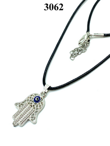 Silver Adjustable Hamsa Evil Eye Necklace #3062