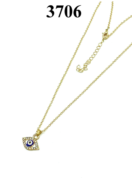 Gold Plate Evil Eye Pendant & Necklace  #3706