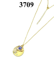 Crystal Medallion  Evil Eye Necklace #3709