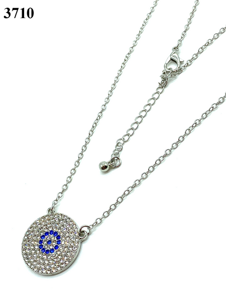 Crystal Medallion  Evil Eye Necklace #3710