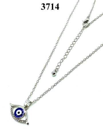 Silver Evil Eye Pendant & Necklace  #3714
