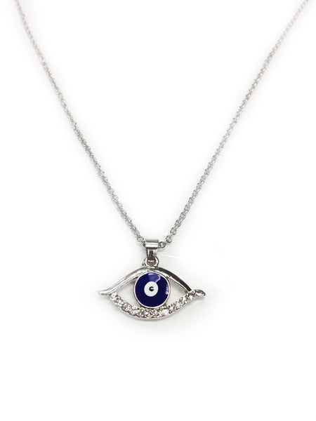 Silver Evil Eye Pendant & Necklace  #3714