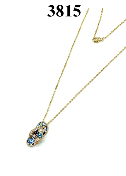 Flip Flop with Crystal Bow Evil Eye Necklace #3815
