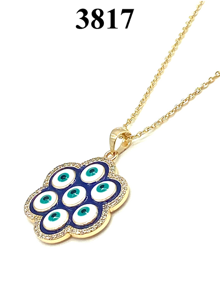 Crystal Round Evil Eye Necklace #3817