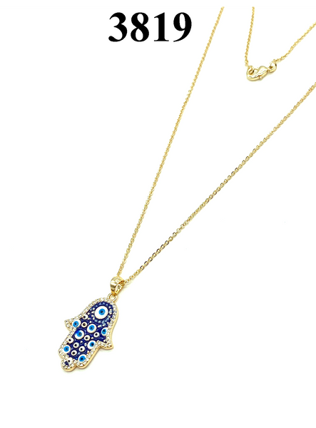 Crystal Hamsa Evil Eye Necklace #3819