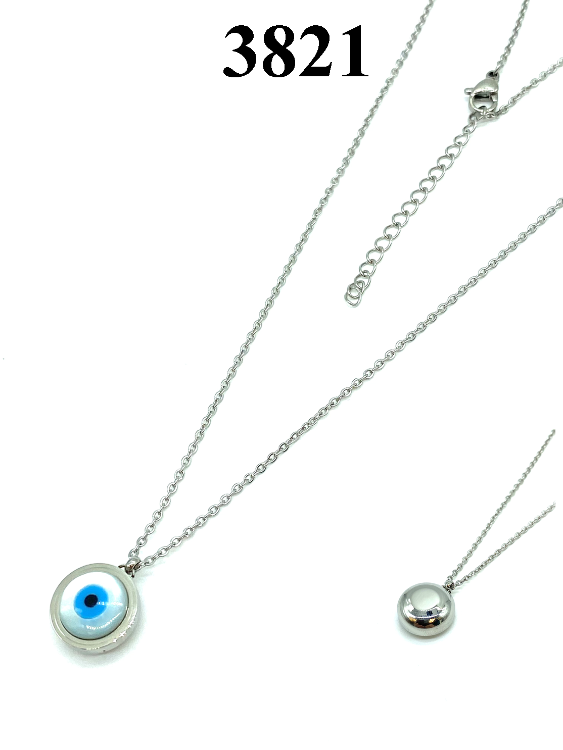 Evil Eye Stainles steel  Mother of pearl Necklace #3821