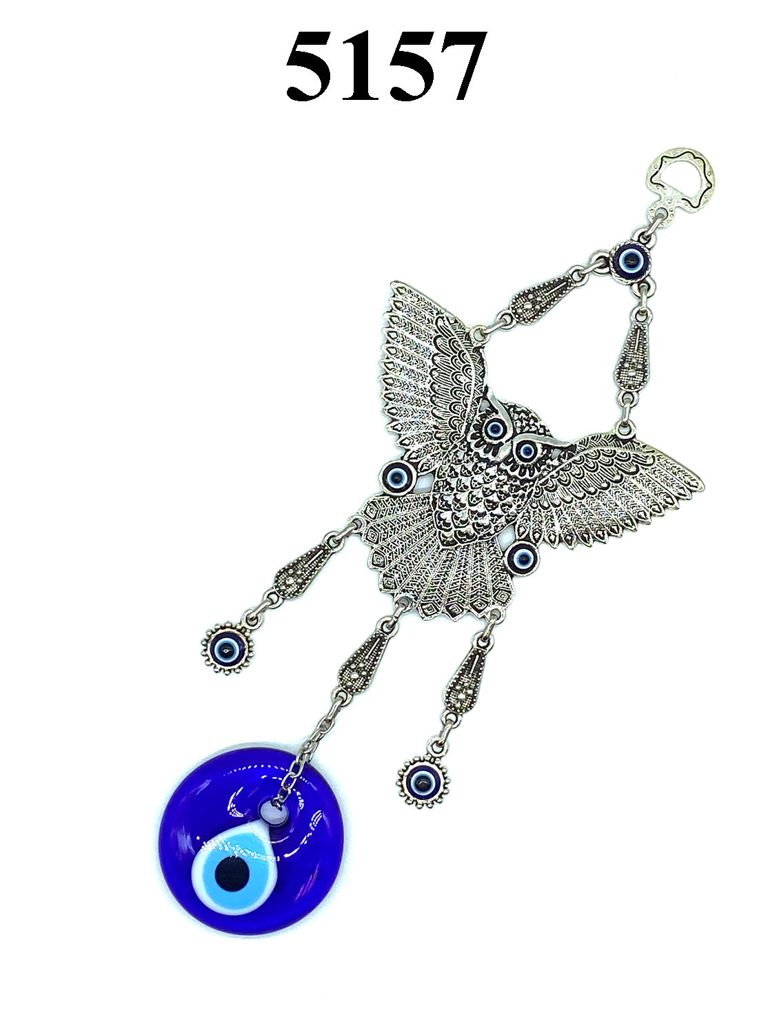 LuckyEye Owl with Glass Evil Eye Wall Decor #5157