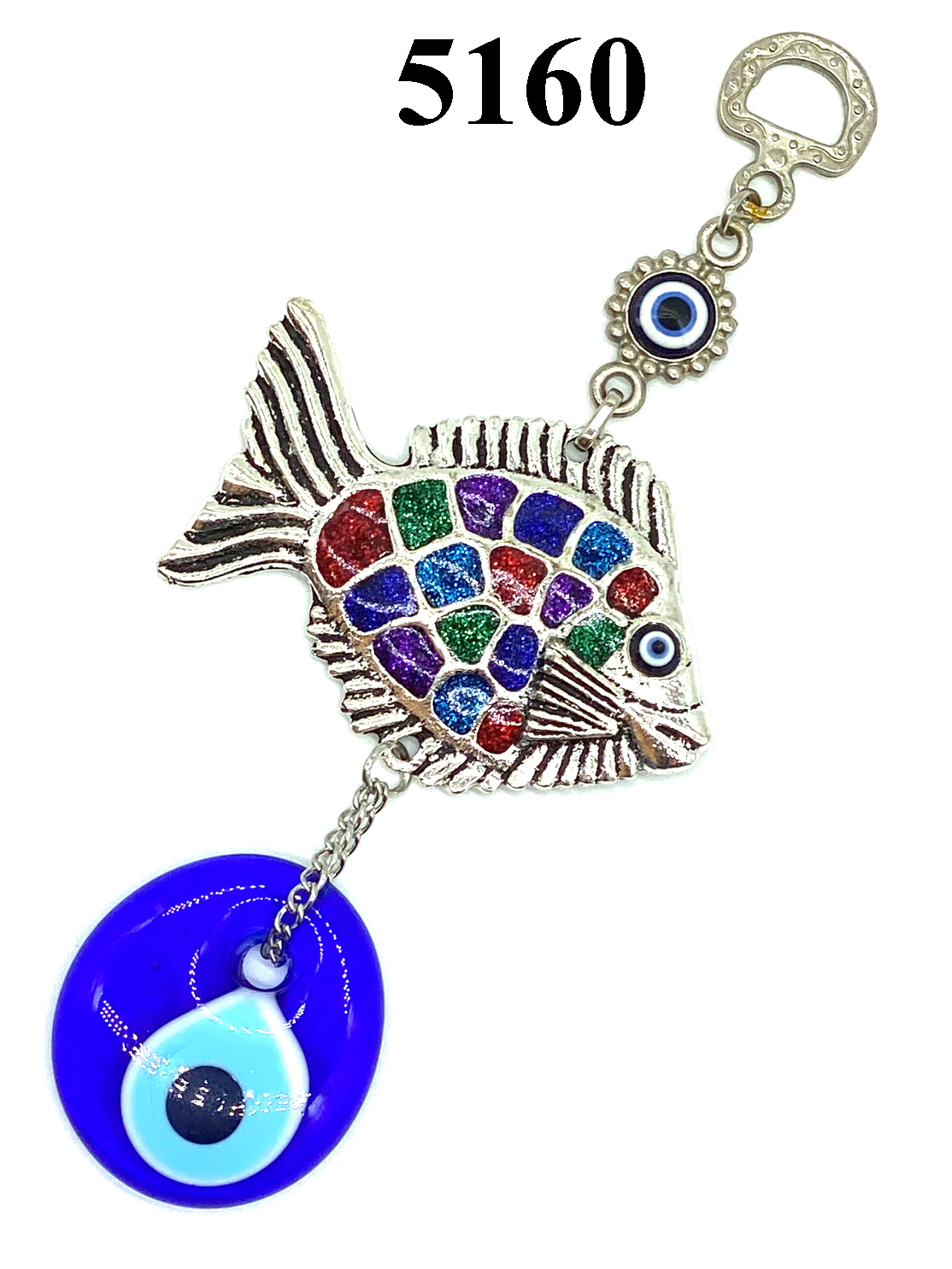 Colorful Fish with Glass Evil Eye Wall Decor #5160