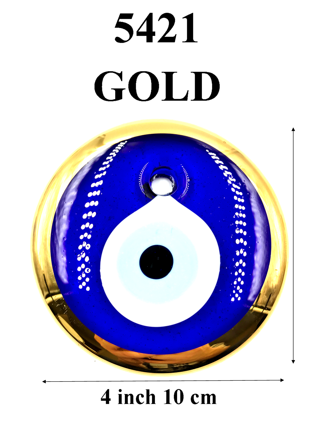 Gold Trim Glass Evil Eye
