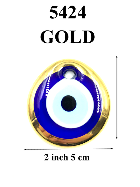 Gold Trim Glass Evil Eye