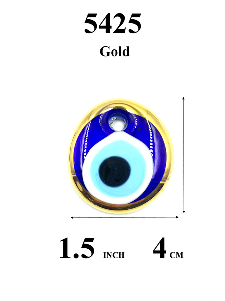 Gold Trim Glass Evil Eye