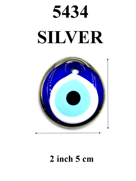 Silver Trim Glass Evil Eye