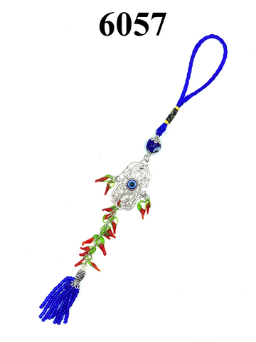 Evil Eye Chilli Pepper and Hamsa Hanging Car Accessory #6057