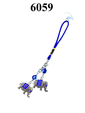 Evil Eye Blue Crystal Elephant Car Hanging Accessory #6059