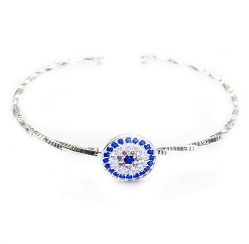 925 Sterling Silver Evil Eye Bangle #9345