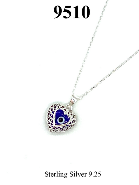 925 Evil Eye Sterling Silver Necklace #9510