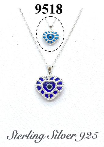 925 Evil Eye Sterling Silver Necklace #9518