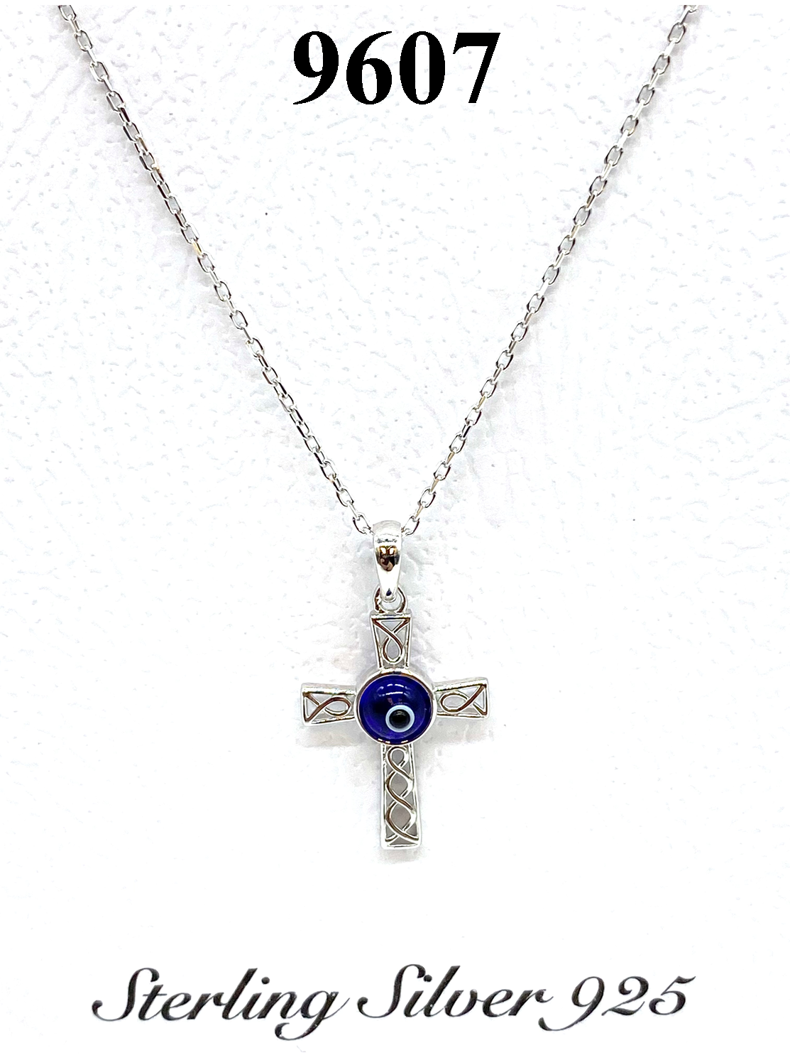 Crystal Sterling Silver Flower Evil Eye Necklace – LuckyEyeUSA