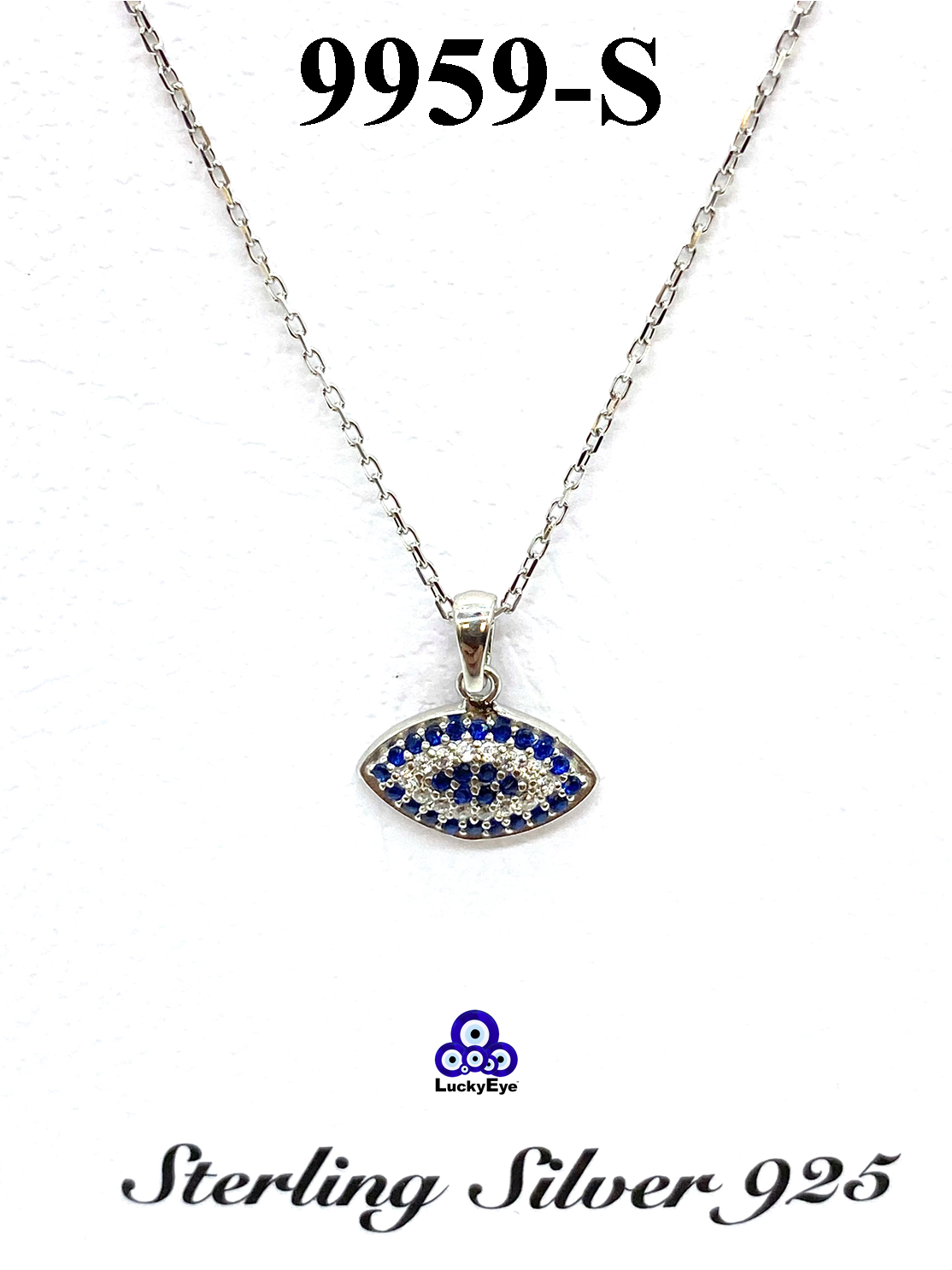 925 Evil Eye Sterling Silver  Necklace #9959