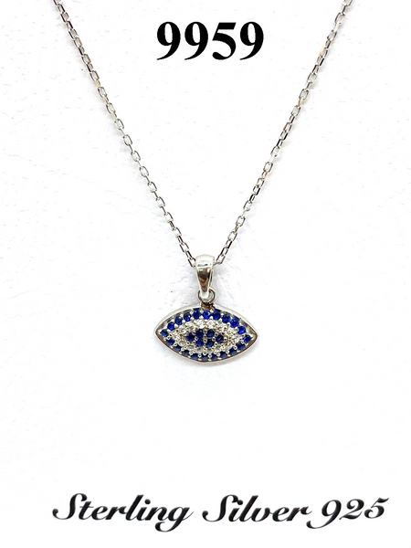 925 Evil Eye Sterling Silver  Necklace #9959