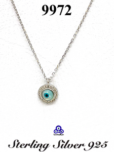 925 Evil Eye Sterling Silver Mother Of Pearl Necklace #9972