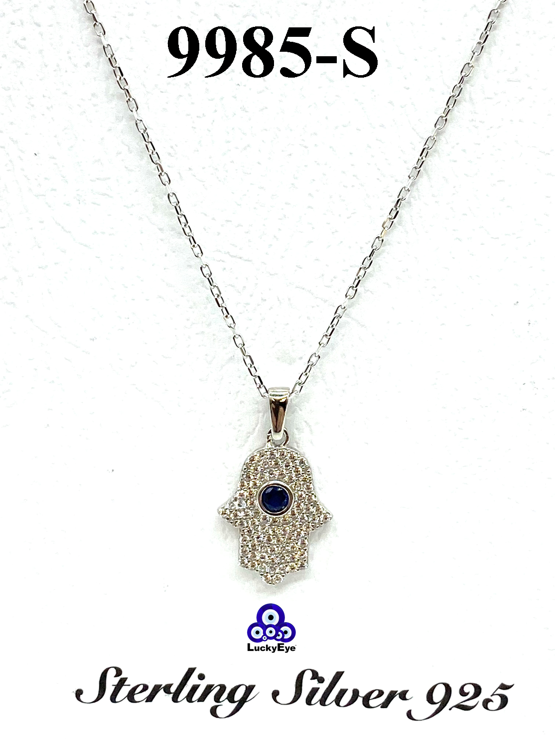 925 Evil Eye Sterling Silver  Hamsa Necklace #9985
