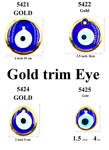 Gold Trim Glass Evil Eye