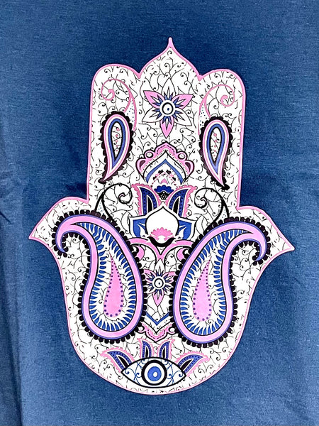 Lucky Eye Hamsa Navy Blue Tank Top #8521