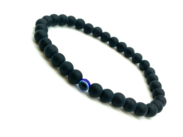 Black Bead 6 mm Evil Eye Bracelet #2287