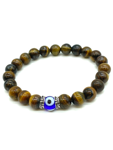 Tiger Eye Evil Eye Bracelet  #2292