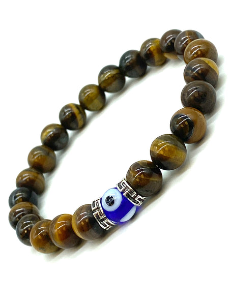 Tiger Eye Evil Eye Bracelet  #2292