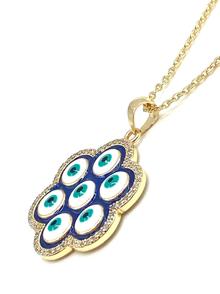 Crystal Round Evil Eye Necklace #3817