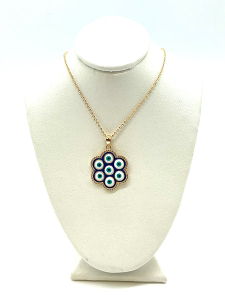 Crystal Round Evil Eye Necklace #3817