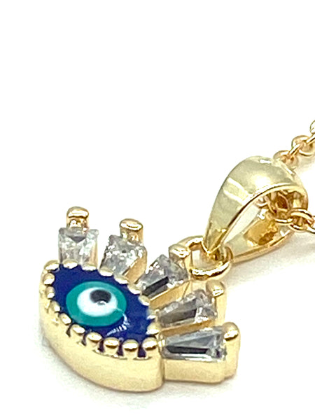 Crystal Eye and Lashes Evil Eye Necklace #3816