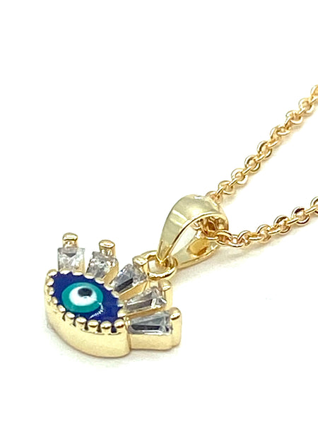 Crystal Eye and Lashes Evil Eye Necklace #3816